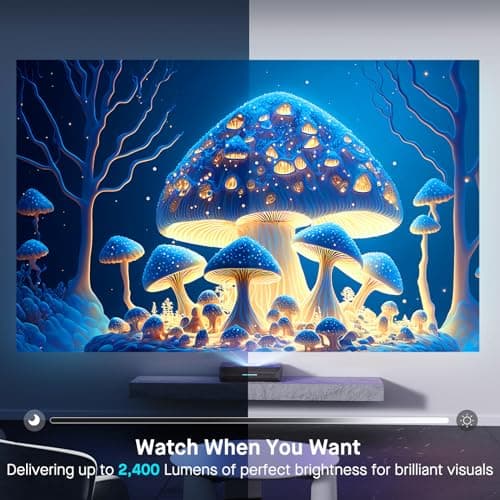 NexiGo Aurora Pro, Ultra Short Throw 4K Tri-Color Laser Projector, 2400 Lumens, Screen Adoption, Dynamic Laser Dimming, Dolby Vision & Atmos, HDR10+, HLG, Active 3D, 60W Speakers, UST TV 6