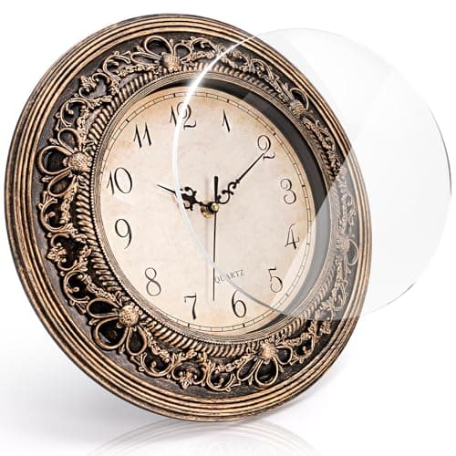 Pumtus Plastic Silent Wall Clock, 13 Inch Vintage Large Wall Clocks, Battery Operated Round Bathroom Clock, Non-Ticking Decorative Retro Analog Clocks for Living Room, Office, Kitchen, School 5