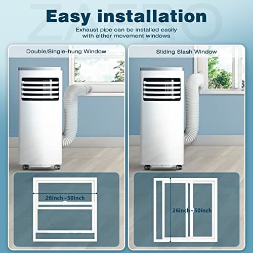 ZAFRO 10,000 BTU Portable Air Conditioners Cools up to 450 Sq.ft, Portable AC Built-in Cool, Dehumidifier, Fan Modes, Room Air Conditioner with Remote Control/Installation Kits, White 5