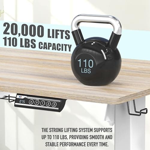 SHW 48-Inch Electric Height Adjustable Standing Desk with Drawer, Memory Preset and Cable Management Tray, Maple 8