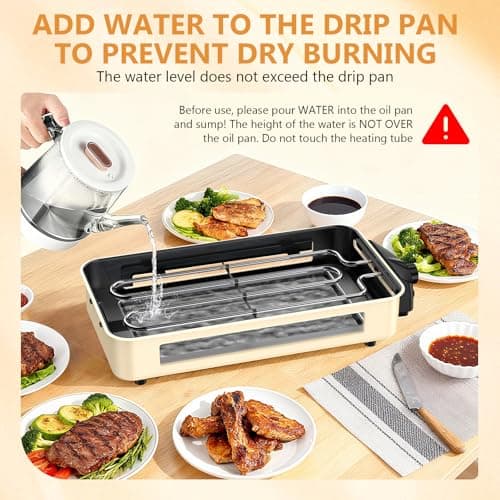 Electric Indoor Grill 1500W -2 in 1 Smokeless Indoor Grill for Kitchen with Non-stick Removable Grill & Griddle Plate,Temperature Control Korean BBQ Grill with 3 Cheese Pans Dishwasher Safe 5