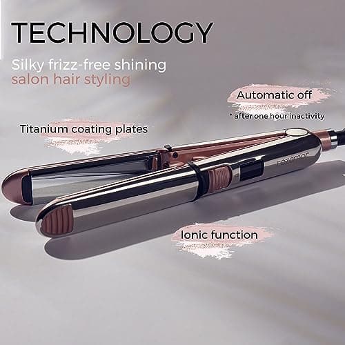 Rozamor 2-in-1 Titanium Ionic Flat Iron,Professional Hair Straightener & Curler, Fast Heating, Dual Voltage, Pink, for All Hair Types 5