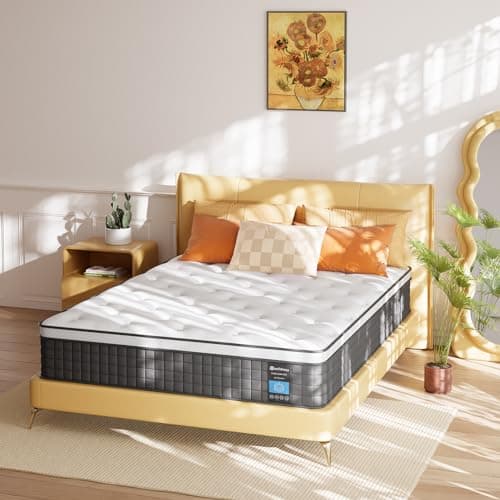 Queen Mattress,10 Inch Queen Size Mattresses, Hybrid Mattress in a Box with Memory Foam and Independent Spring, Soft and Comfortable, Pressure Relief, Cool and Breathable, CertiPUR-US, Medium Firm 9
