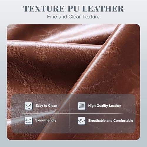 FelixKing Leather Office Chair, Small PU Ergonomic Desk Chairs, Comfy Computer Chair with Wheels and Flip-up Armrests, Adjustable Height Mid Back Executive Office Chairs for Short People - Brown 8