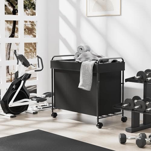 180L Large Laundry Hamper, 3-Section Laundry Basket with Lid, Metal Frame and Removable Bag Design with Wheels, Suitable for Bathroom, Dorm Room, Laundry Room (Black, 180L) 7