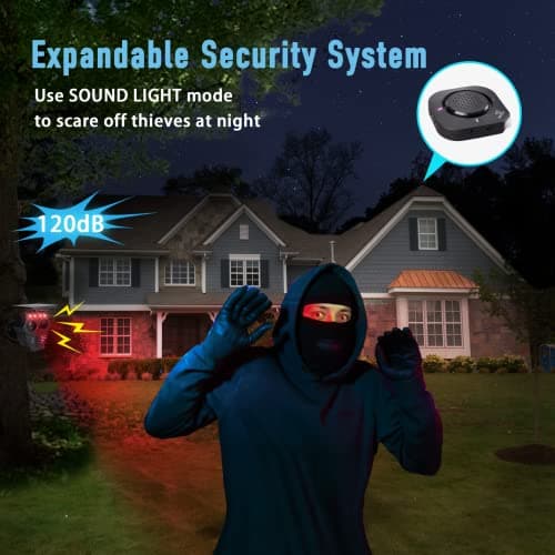 1/2 Mile Long Range Solar Wireless Driveway Alarm System IP65 Weatherproof Outdoor Motion Detectors&Sensor 120dB Siren Sound Light Security Alert System Monitor&Protect Outdoor/Indoor Property(1R1S) 6