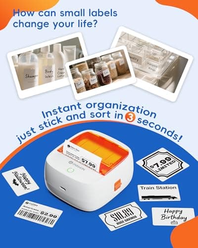 InkWon B21 Label Maker Machine with Tape, 2-Inch Wide Waterproof Tape, Bluetooth Portable Label Maker for Small Business, Office, Home, School Organization 7