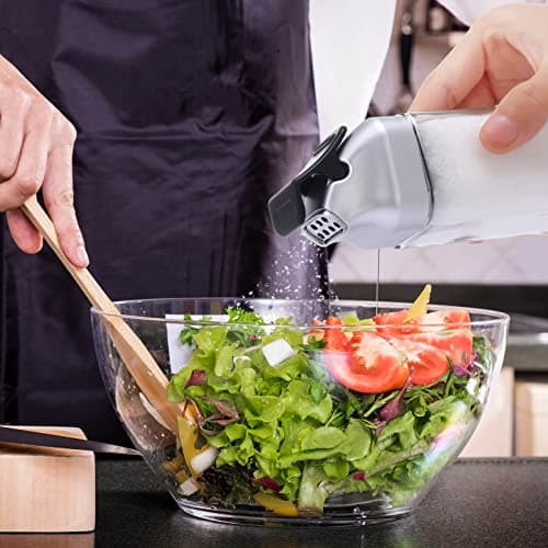 Glass Salt and Pepper Shakers Set - Moisture Proof Salt Shaker with Plastic Lid - Refillable Spice Dispenser for Kitchen or Travel - Cute Seasoning Shakers Container - Set of 2 Bottles 6