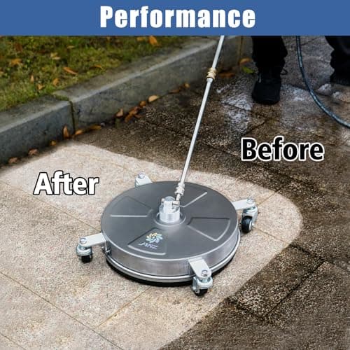 JANZ 16" Pressure Washer Surface Cleaner with 4 Wheels, Stainless Steel Housing, 1/4" Quick Plug, 2 Extension Wand Attachments, 2 Replacement Nozzles and 3 Spray Nozzles, 4000 PSI 5