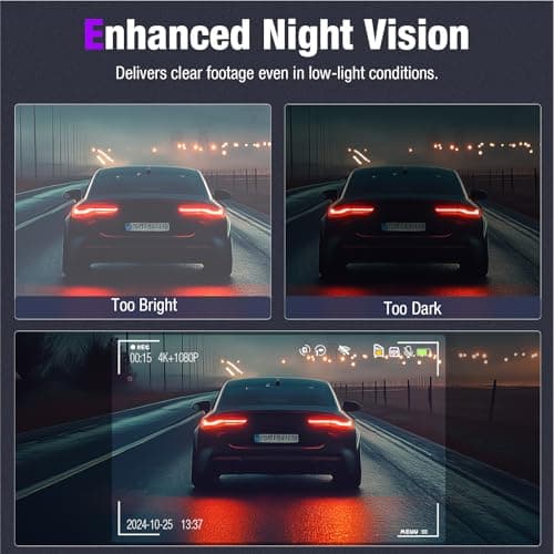 3-Channel 4K Dash Cam with WiFi, 4K+1080P+1080P Front/Inside/Rear, Night Vision, Parking Mode, 64GB Card Included 7