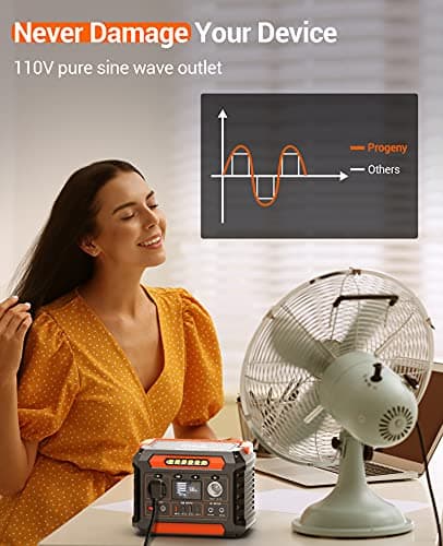 PROGENY 300W Portable Power Station, 299Wh/80818mAh Solar Generator, Regulated DC Output Backup Battery with Pass-Through Charging AC Outlet, Pure Sine Wave, LED Light Power Station for CPAP Camping 6