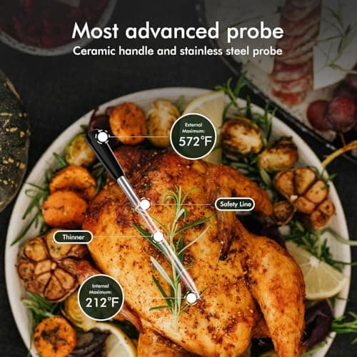 Smart Wireless Meat Thermometer with Thinnest Probe, Magnetic Bluetooth Food Thermometer, Remote Tracking and Real-Time Readings from Apps, for iOS and Android, for BBQ, Grill, Smoker 5