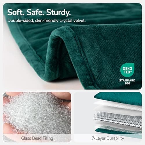 Kaisa Weighted Lap Blanket 7 lbs 41" x 53", Cozy Luxury Crystal Velvet Small Weighted Blanket for Adults, Portable Travel Weighted Blanket for Relaxation, All-Season Blanket, Machine Washable, Green 6