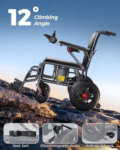 Serianie Electric Wheelchairs for Adults, Lightweight Electric Wheelchair, Foldable Travel Motorized Wheelchairs for Seniors, Folding Portable Mobility Scooter, Compact Fold Power Wheelchair 5