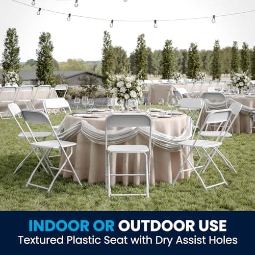 Flash Furniture Hercules Series Plastic Folding Chair - White - 650LB Weight Capacity Comfortable Event Chair - Lightweight Folding Chair 6