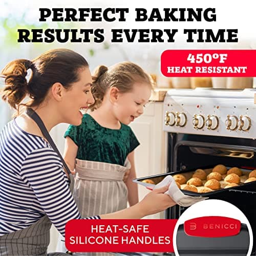 Premium Non-Stick Baking Sheets Set of 3 - Deluxe BPA Free, Easy to Clean Racks w/Silicone Handles - Bakeware Pans for Cooking Baking Roasting - Lets You Bake The Perfect Cookie or Pastry Every Time 6