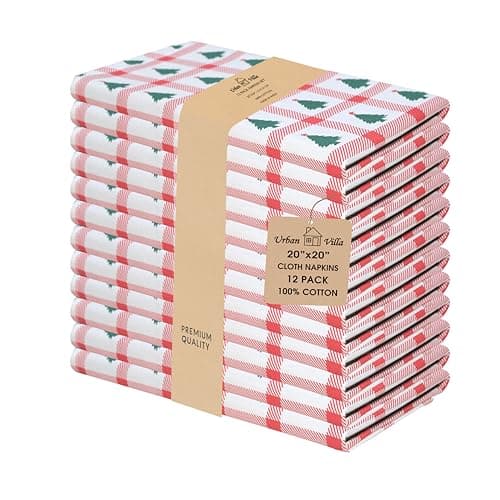 Urban Villa Cloth Napkins Set of 12(20x20)100% Cotton Dinner Napkins Cloth Washable Soft Durable Reusable Absorbent Napkins Ideal for Farmhouse Parties Hotel Lunch Restaurant Dinner Napkins-Tree Print