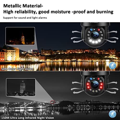 Ctronics 5MP 30X Optical Zoom Metal Security Camera WiFi 2.4/5Ghz Outdoor with Auto Cruise & Zoom, Surveillance Cameras 492ft Night Vision,Human/Motion Detection,IP66 5