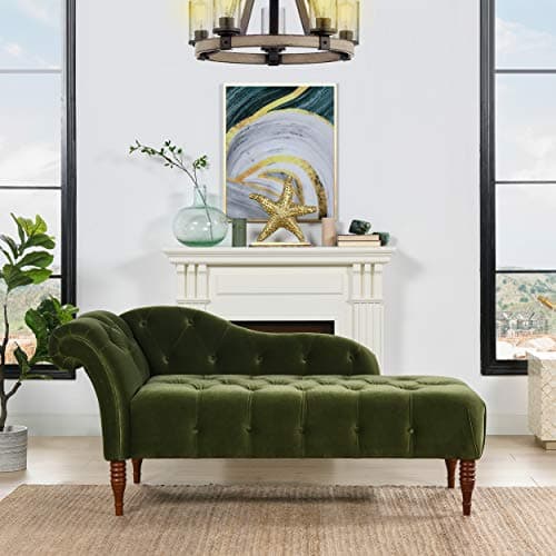 Jennifer Taylor Samuel Tufted Chaise Lounge (Olive Green Performance Velvet)