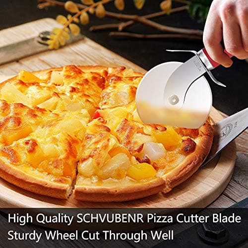 SCHVUBENR Premium Pizza Cutter Wheel - Ultra Sharp Stainless Steel Pizza Slicer with Non-Slip Soft Grip Handle - Multi-Purpose Cutter for Pizza, Dough & Pastry - Dishwasher Safe, Easy to Clean - Red 8