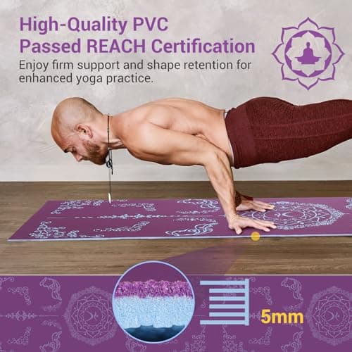Avoalre Folding Yoga Mat, Eco-Friendly PVC Travel Yoga Mat Packable, Double Sided Non-Slip Printed Yoga Mats with Bag for Home Workout Gym Exercise Fitness Pilates Stretching (72" x 24" x 1/5" Thick) 5