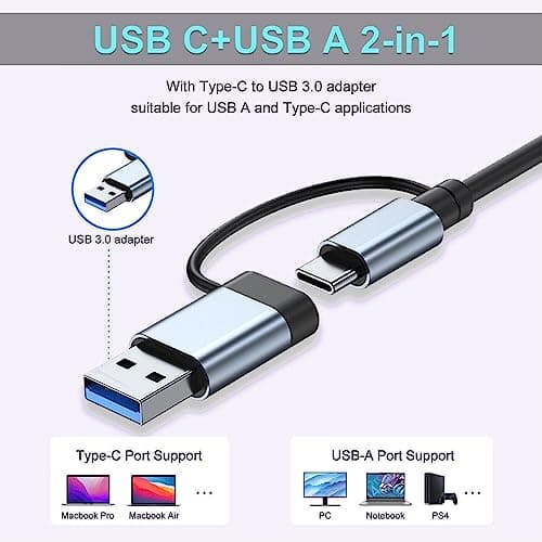 VIENON Aluminum USB C & USB Hub 7-in-1 with USB 3.0, USB-C Ports for PC/Laptops/MacBook Pro/Air/iMac/iPad and More Devices 5