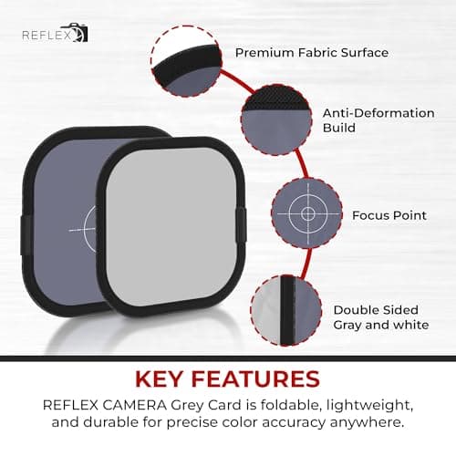 REFLEX CAMERA 20cm (8"x8") Double Sided White Balance 18% Grey Card - Portable Gray Reference Reflector for Photo & Camera Colour Correction - Achieve Accurate White Balance in Every Shot 5