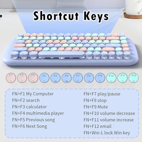 Lomiluskr Cute Colorful Wired Mechanical Keyboard for Girls and Kids, Round Keycaps, Compact 84 Keys, 10 Lighting Effects White Backlit, Pink Switch (Milk Tea) 7