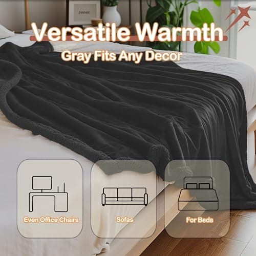 TICOO Electric Heated Blanket Full Size 72" x 84" - 5 Heat Settings & 10H Auto-Off, Microplush Flannel & Sherpa Lining, Machine Washable, Overheat Protection, Ideal Gifts for Home/Bedroom/Sofa, Black 6