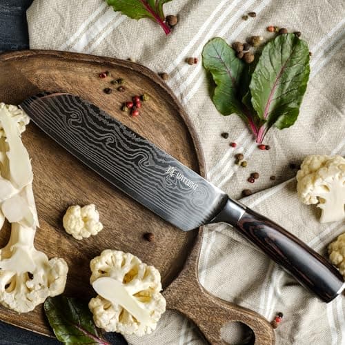 Yatoshi 15 Piece Classic Knife Block Set - Pro Kitchen Knife Set Ultra Sharp High Carbon Stainless Steel with Ergonomic Handle, Brown 6