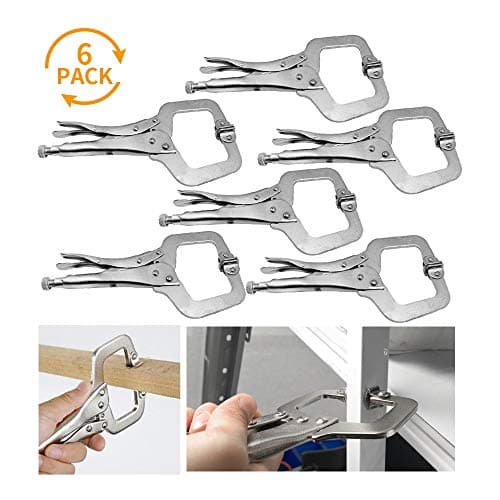 Anxingo 6 Pack 6 Inch C-Clamp Locking with Swivel Pads Heavy Duty Pliers for Craftsmen Home Workshop 6