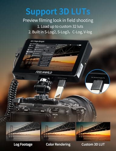 FEELWORLD F5 Prox 5.5 Inch 1600nit Field Camera Monitor with Touch 4K HDMI 3D LUT Waveform for DSLR Mirrorless Camera Help Filmmakers Photographer Outdoor Accurate Focus and Expose 5
