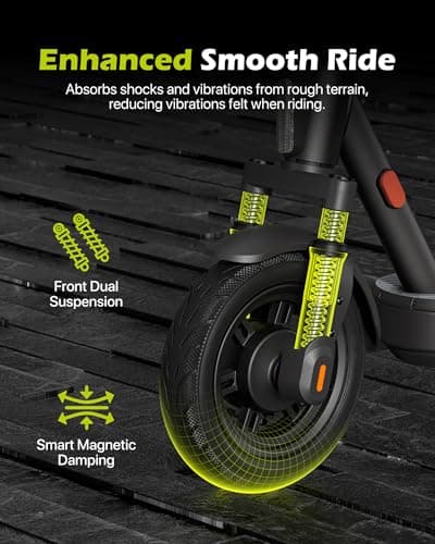 MEGAWHEELS Electric Scooter,Electric Scooter Adults with Suspension,10in Pneumatic Tires,350W Motor,19 Miles Long Range,15.5 Mph,E Scooter with Smart APP Control for Commuting, Outdoor, Short Travel 5