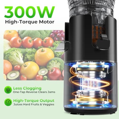 Godspeeds Juicer Machines with 5.8" Large Feed Chute, Slow Masticating Cold Press Juicer for Whole Fruits & Vegetables, Easy to Clean Design, High Juice Yield Home Juicer for Daily Wellness 6