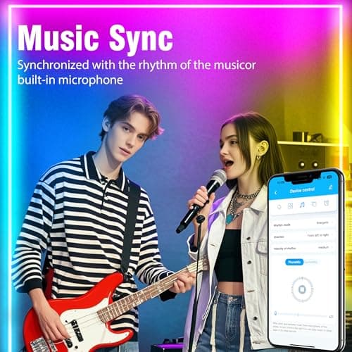 VOLIVO 100ft Led Strip Lights for Bedroom, Color Changing Led Light Strips Kit with Bluetooth App Control and IR Remote, RGB Music Sync Lighting for Room, Home Decor 7