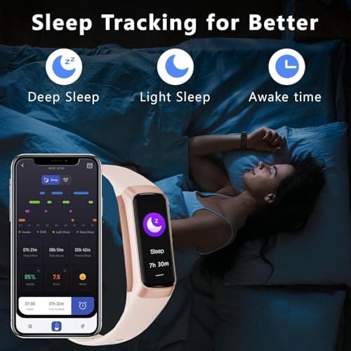 Fitness Tracker with 24/7 Heart Rate Sleep Blood Oxygen Monitor,IP68 Waterproof Smart Watch,1.10''AMOLED Touch Color Screen,Step Counter Health Activity Trackers for Women Men (Pink) 5