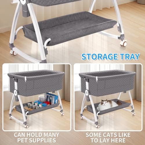 Veitail Bedside Dog Bed,Dog Bunk Bed,Dog Bassinet Bedside Sleeper,Raised Pet Bunk Bed,Dog Bed Attachment to Human Bed,Bed Extender for Dogs,Bedside Pet Lounger (Gray) 5