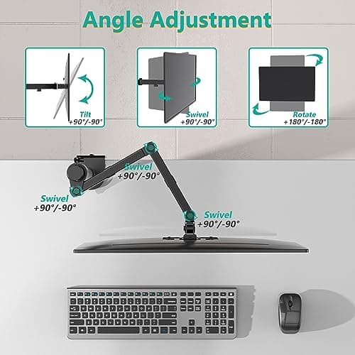 WALI Single Monitor Mount, Single Monitor Arm Desk Mount,Desk Monitors Stand, Holds Screen Up to 32inch, 22lbs, Adjustable Mount with C-CLAMP Designed for Home Office Application(M001), Black 6