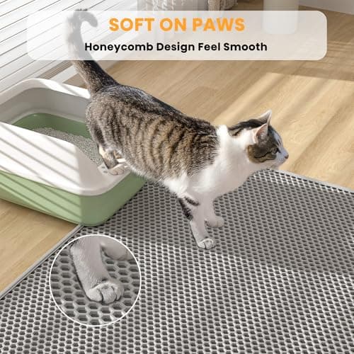 Pieviev 2 Packs Cat Litter Mat Double Layer Waterproof Urine Proof Trapping Mat (30''X24'', Gray) 5
