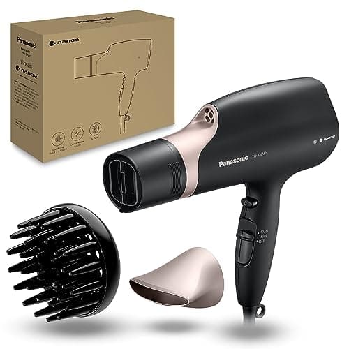 Panasonic Nanoe Salon Hair Dryer, Oscillating QuickDry Nozzle, Blow Dryer with Diffuser, Concentrator Attachments, 3 Speed Heat Settings for Styling and Healthy Hair - EH-ANA6HN (Black/ Pink Gold) 10