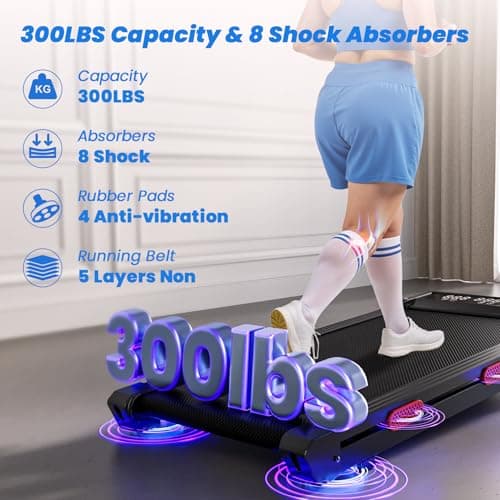 SupeRun Walking Pad with 9% Auto Incline, Under Desk Treadmills for Home and Office Small Space, 2.5 HP Portable Mini Jogging Machine with APP and Remote Control and LED Display, 300 Lbs Capacity 7