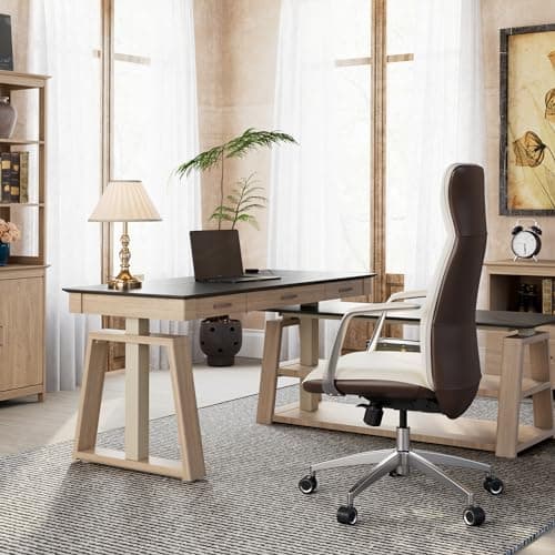 EUREKA ERGONOMIC Ark EX, 60x26 Executive Standing Desk,l Shaped Standing Desk,Adjustable Height Office Desk with Drawers,Computer Desk with Storage Drawers, Modern Executive Home Office Desk 9