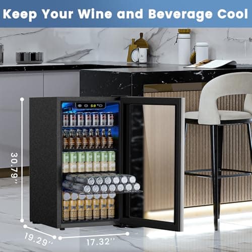 Electactic Mini Fridge 130 Can Beverage Refrigerator Cooler, 3.2 Cu.Ft Drink Fridge for Soda Wine Beer, Adjustable Temperature Control for Home Office, Black 6
