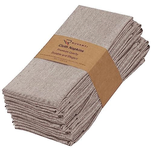 Ruvanti Cloth Napkins Set of 12, 18x18 Reusable Napkins Cloth Washable, Soft & Durable Table Napkin, Poly Cotton Fabric Dinner Napkins for Parties, Christmas, Thanksgiving, Weddings - Thunder