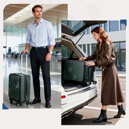 RAINSMORE Carry on Luggage 20 Inch Expandable, Airline Approved Carry on Suitcase Top Opening Hard Shell Rolling Travel Luggage with TSA Lock & Spinner Wheels, Green 9