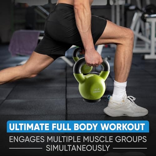 Kettlebell Sets Professional Grade - Strength Training Kettlebells for Home Workout - Cast Iron Kettle Bell Weight Sets for Men & Women with Special Protective Bottom 7