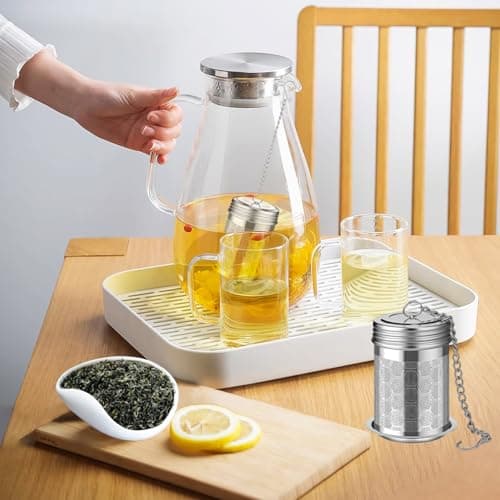 2 Pack Stainless Steel Tea Infusers, Extra Fine Mesh Strainers with Drip Trays, Brew Loose Tea 6
