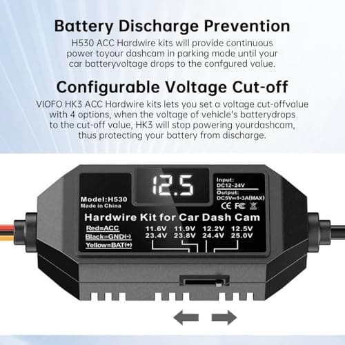 Milerong Upgraded Dash Cam Hardwire Kit, Acc Hardwire Kit for Dash Camera Type C 3-Lead Hard Wire Kit 12V-24V to 5V with Low Voltage Protection for Dashcam GPS Power Supply Radar Detectors and More 5