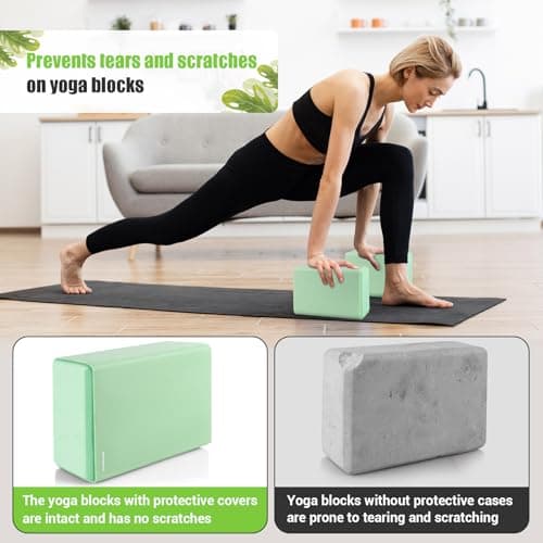 Yoga Blocks with Silicone Protective Cover, Premium EVA Foam Yoga Block for Yoga, Pilates, Meditation & Stretching, Non-Slip Lightweight Durable Bricks for Improving Poses & Balance (Gray (2 PCS), 3inch) 5
