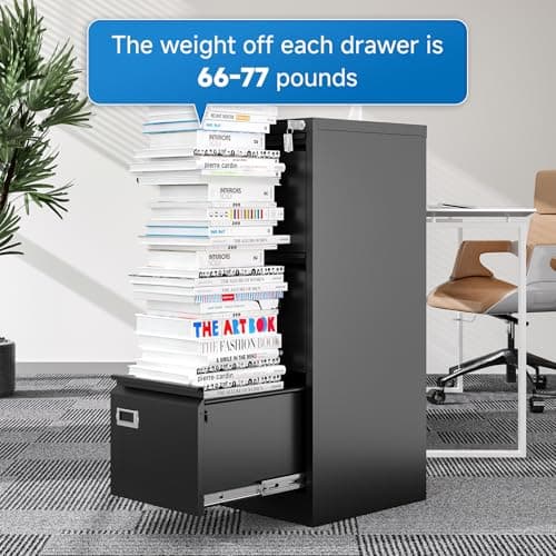 BYNSOE 3 Drawer File Cabinet with Lock Metal Vertical File Cabinet Office Home Narrow File Cabinet for A4 Legal/Letter Size,Assembly Required (Black, 3 Drawers-Vertical) 7